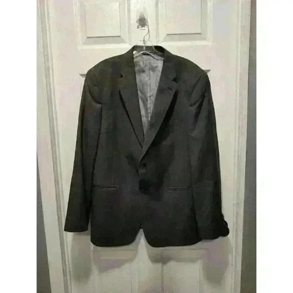 Tommy Hilfiger Men 100% Wool Sports Coat 42R Blazer Party Coat Plaid Gray Casual - Picture 1 of 13